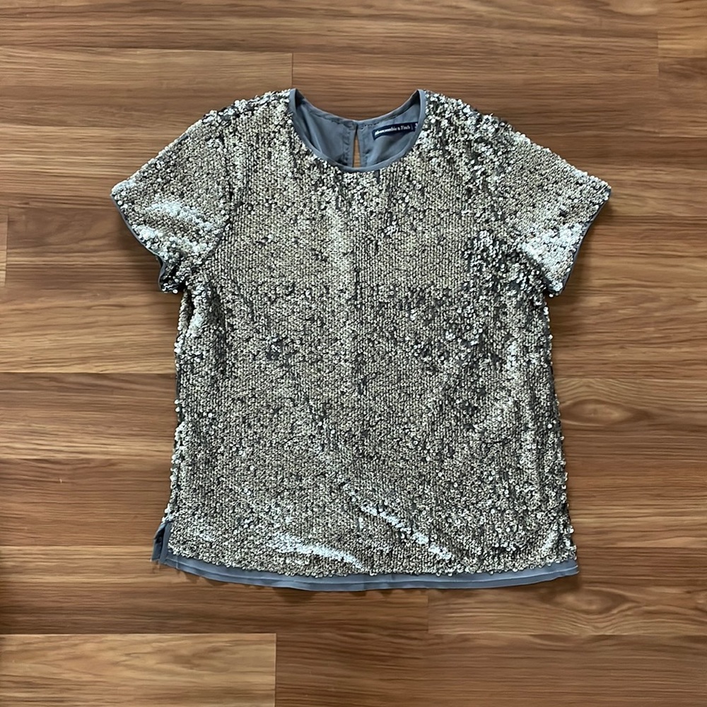 Size S silver sequin crop top from Abercrombie & Fitch